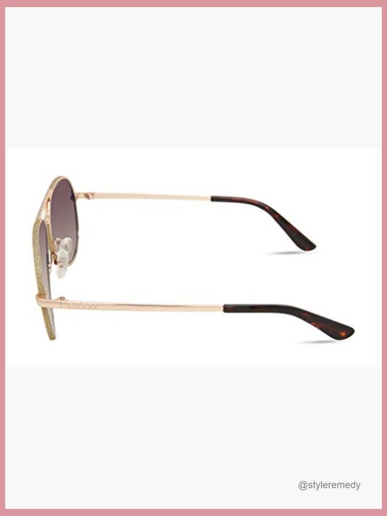 Metal Aviator Sunglasses with Glitter Rim, Brown Gradient Flash Lenses main image 4